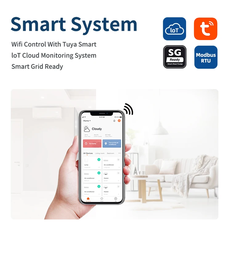 Гибридный Солнечный низкошумовой тепловой насос 9 кВ-110 кВт