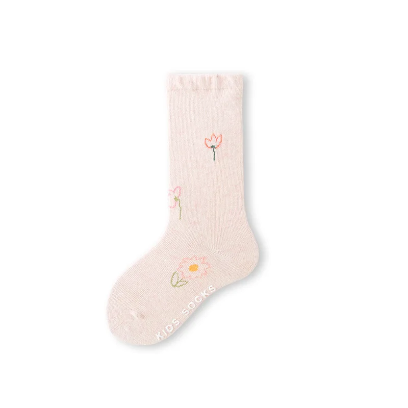 Wholesale spring and autumn Customized adhesive non-slip socks Toddlers Girls Cotton Sock Flower Children Infant Floor Sock