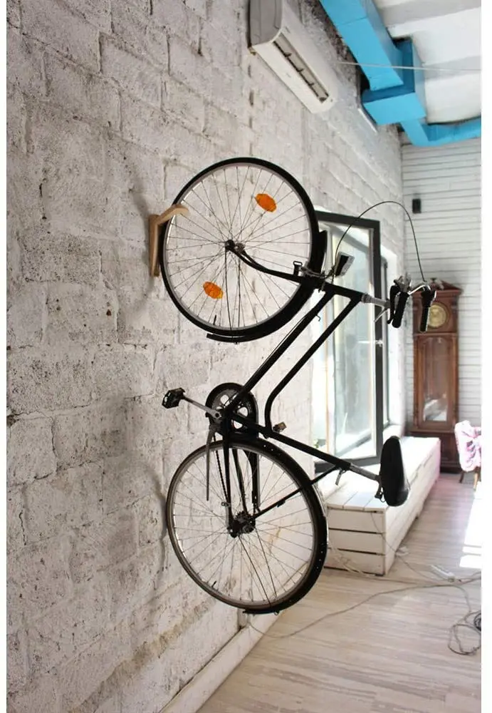  Sturdy Wooden Wall Mounted Bicycle Front Wheel Hanging Hook Vertical Wood Bike Rack