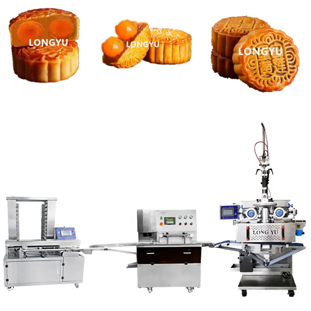 LONGYU Stainless Steel Automatic Making Big Maamoul Mooncake Encrusting Machine Production Line