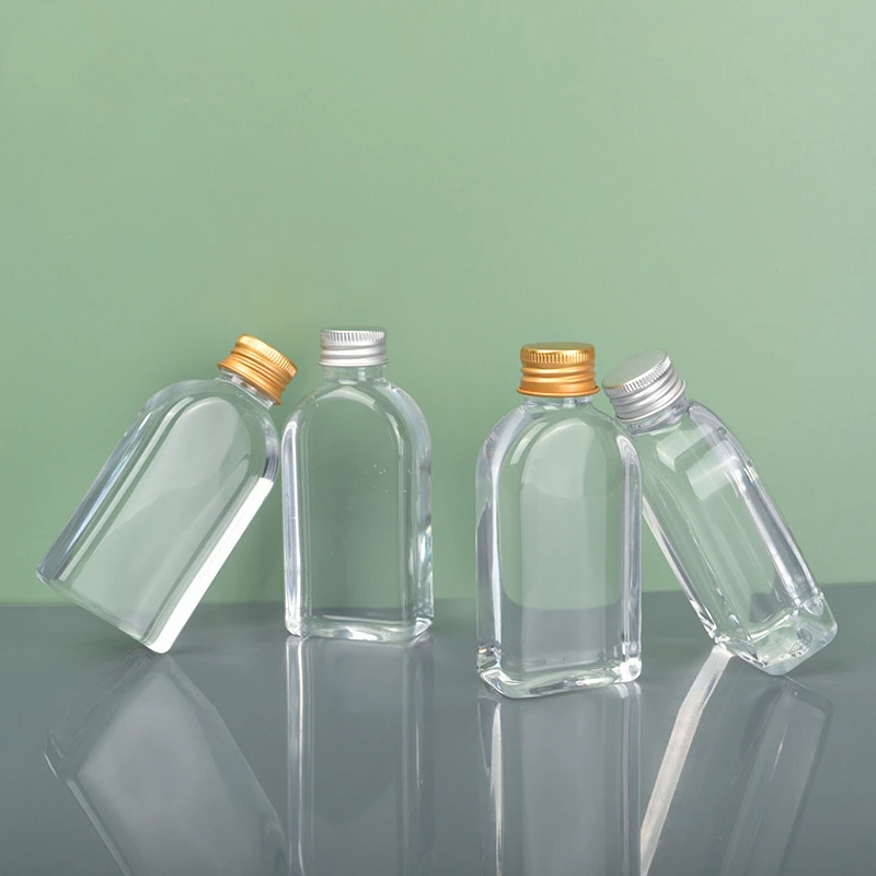 100ml 120ml 200ml 250ml PET flat bottle Vitamin E Olive Oil skin care glycerin syrup mouthwash Juice Beverage Bottle With Cap