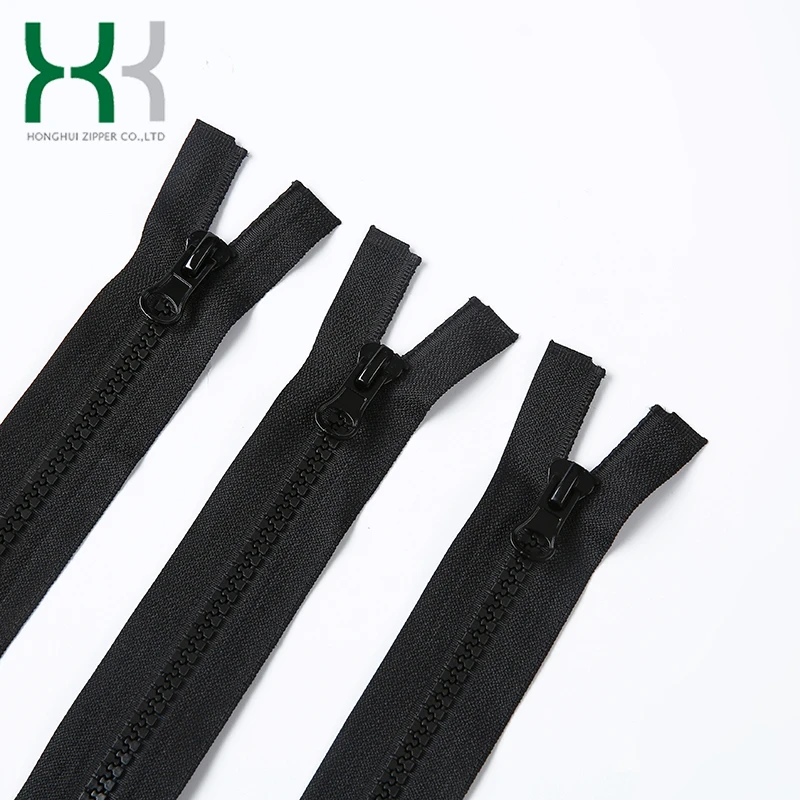 No.5 plastic resin silver zipper two ways open end auto lock slider derlin Nylon Zipper