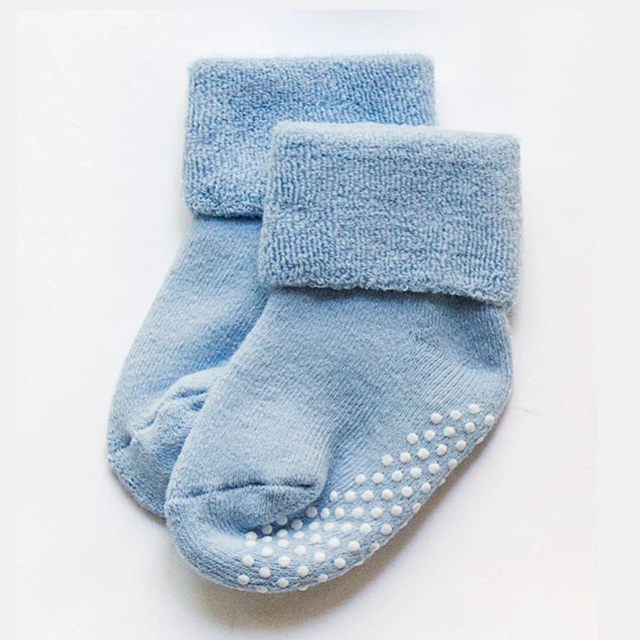 Wholesale Eco friendly warm soft terry cotton winter newborn infant socks loose mouth non-slip baby socks