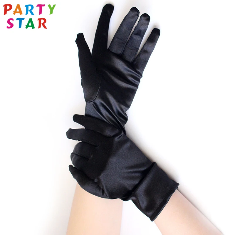 22cm Wholesale Party Satin Gloves Soft Shinny sexy costumes for women Daily Wrist Gloves For Lady
