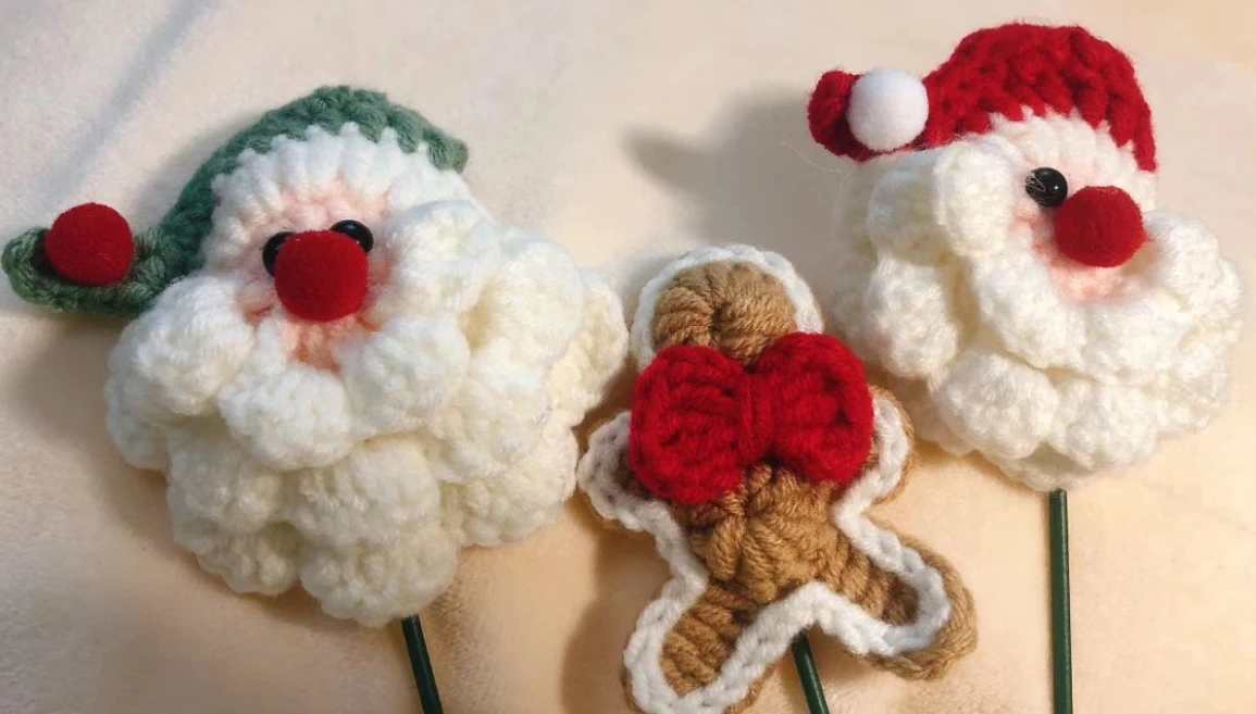 Best Price Crochet Christmas Pendant Merry Christmas Tree Decor Santa Claus Bell Xmas Hanging Pendant Handmade Knitted Christmas