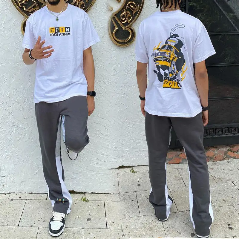 Hot Sale Men Patchwork Graffiti Stack Pant Sweatpants High Quality Casual Custom Jogger Sweat Flare Pants Men