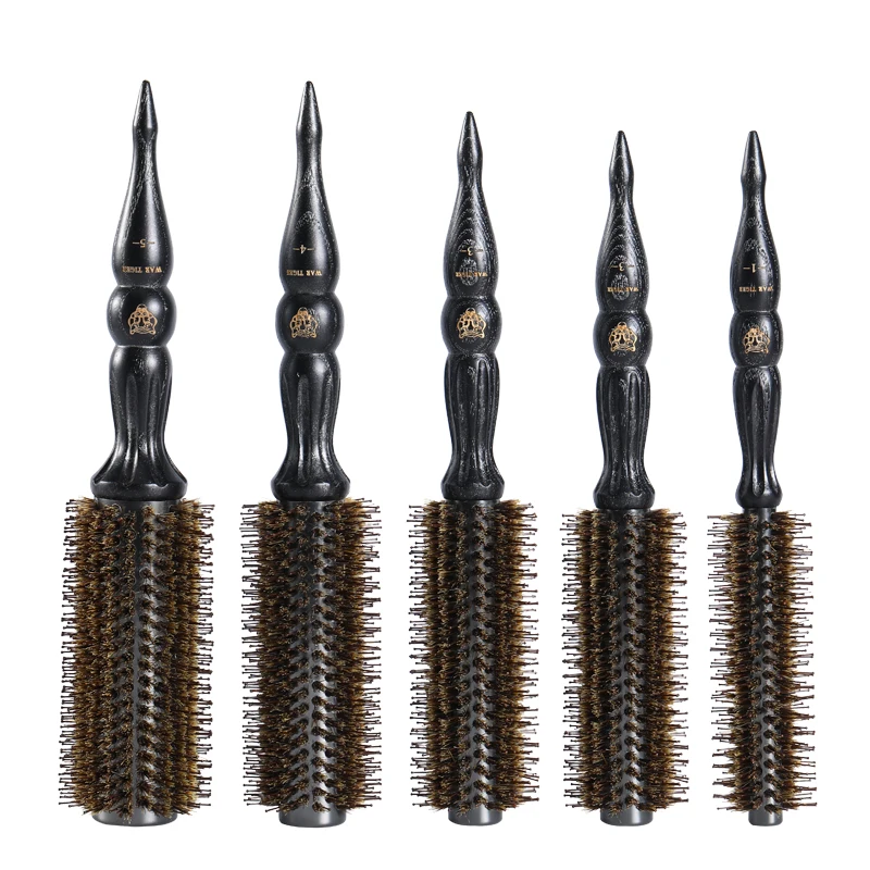 Barber Scissors Bristle Round Hair Styling Curling Iron Hair Brush Roller Comb