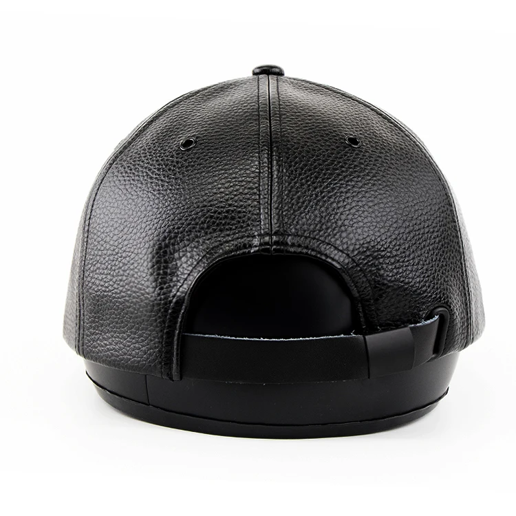 black leather custom logo snapback hat