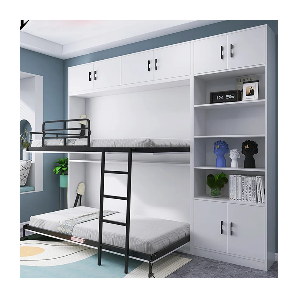 Modern Custom Made Smart Horizontal Hidden Bunk Murphy Beds Safety Environmental Protection Hotel Living Room Wall Bed