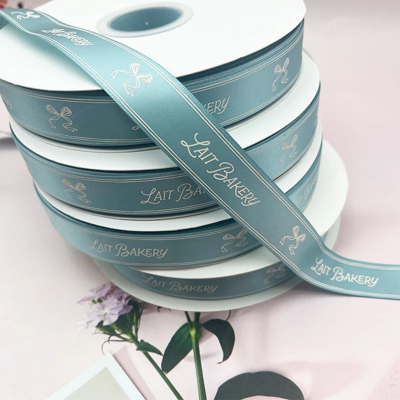 E-Magic Factory Luxury  Custom Decoration Personalized Satin Ribbon Roll Cheap Screen Ink Polyester Ribbon