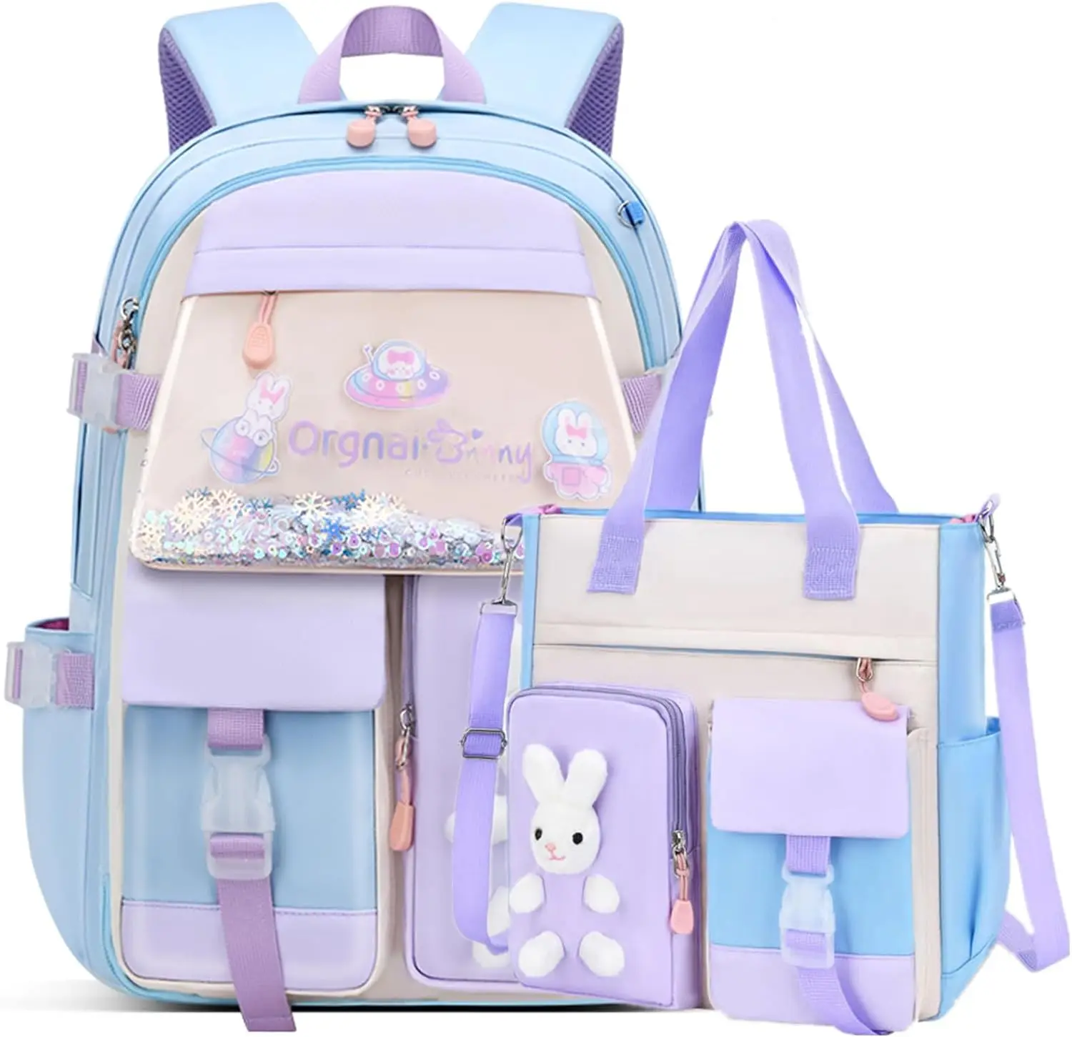 Cute Bunny Kids Backpack for Elementary & Preschool Kawaii Student Bookbag with Outdoor Appeal for Girls