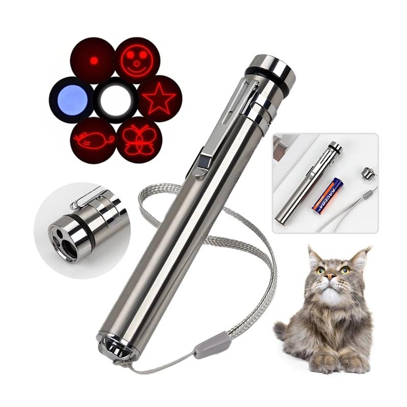 2024 electronic cat battery laser mini portable multi function pattern red&UV light flashlight cat laser light toy
