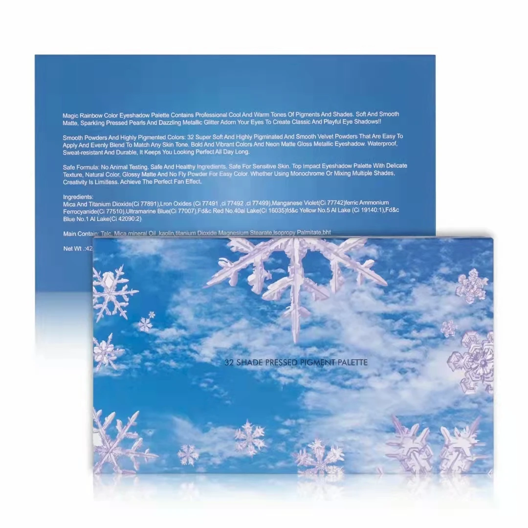 32 Colors Cosmetic Custom Logo Eyeshadow Palette Makeup Set Glitter Eye shadow snowflake High Pigment Eyeshadow for make up