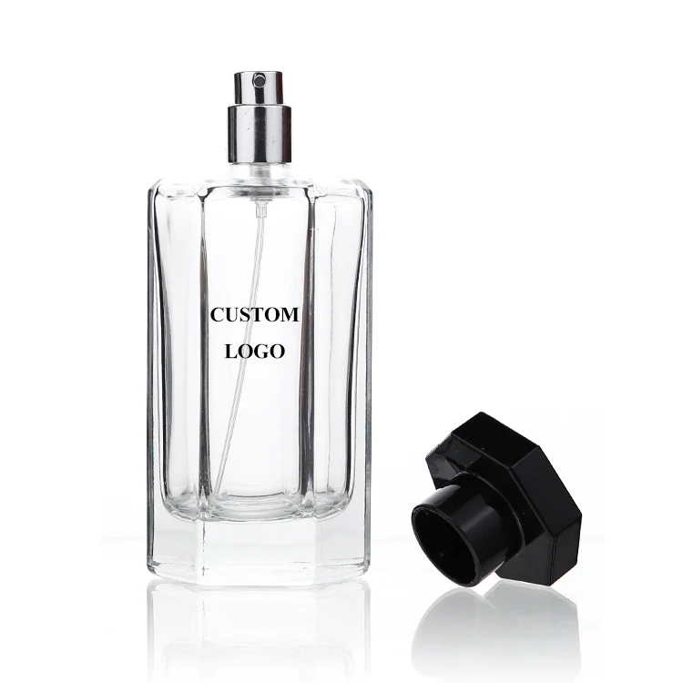 30 ml  50 ml  100 ml  Hexagon empty perfume bottle Design Recyclable Cosmetic Perfume Black Clear Glass Bottles For Skin Care