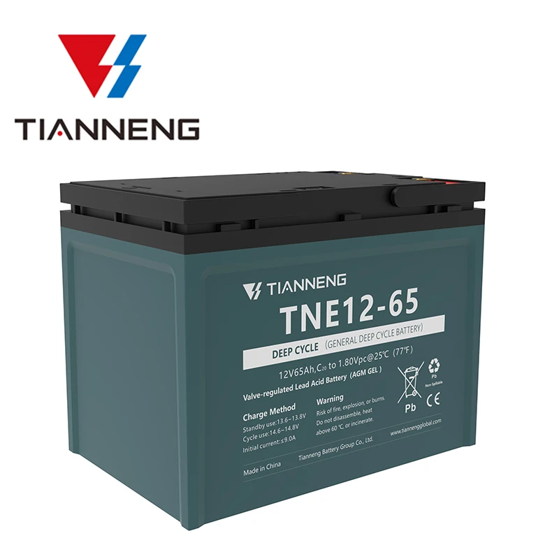 Tianneng battery manufacturer power supply deep cycle 12v 65ah lead acid battery