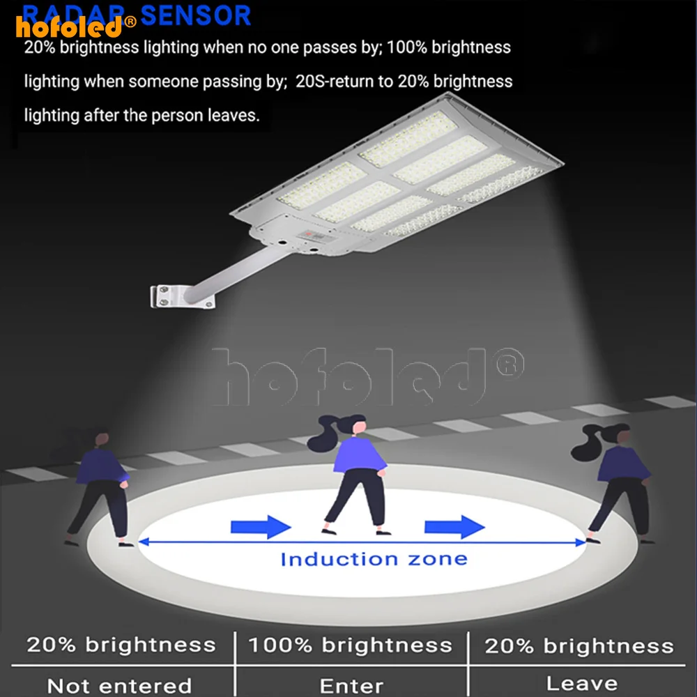 Hofoled Wholesale 2000W 3000W Outdoor Lighting Remote Control Courtyard All in One Integrated 1000W Solar Street Light