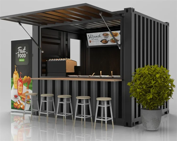 20ft Bar Fast Food Mini Popup Shop Mobile Container Coffee Bar Houses Cafe Shops 10ft Container