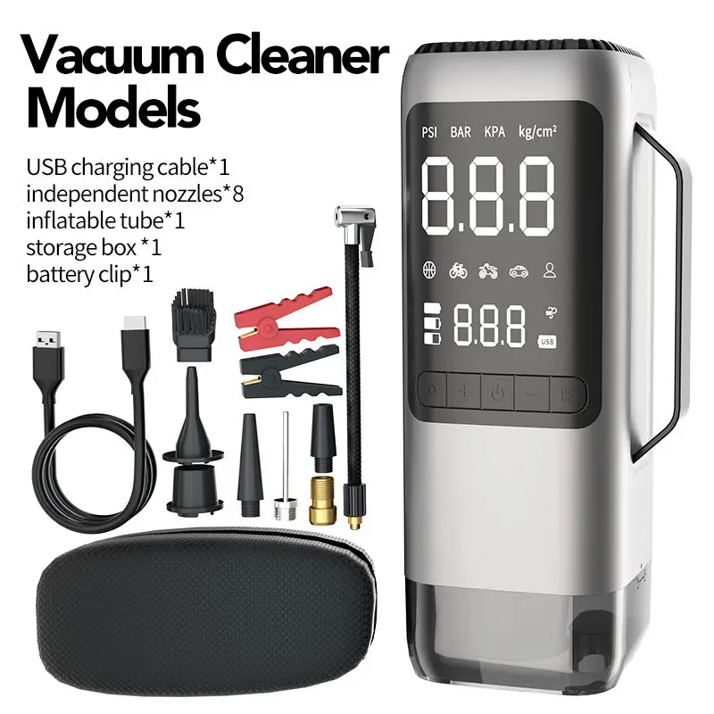 Integrated outdoor portable high-power multi-functional tire inflator starting power 8000mah car vacuum cleaner blower