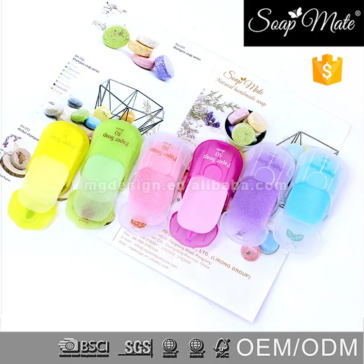 50Sheets Washing Paper Soap Custom Label Disposable Travel Portable Plant Extract Fragrance Water Paper Hand Soap Carton package