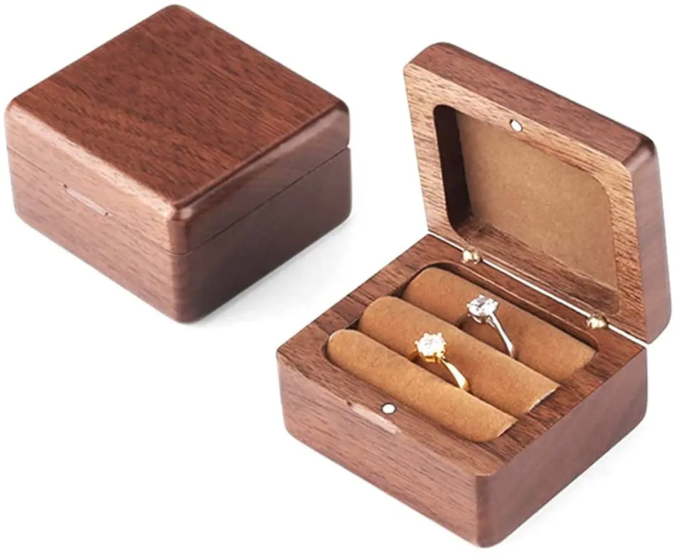 Магнитное предложение кольцо коробка деревянная шкатулка для хранения подарка кольца с пользовательским логотипом