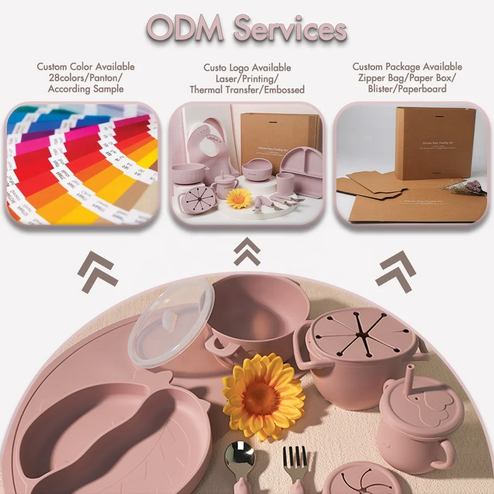 ES-Pro Customizable Silicone Baby Plate Weaning Dinner Set Factory Wholesale OEM/ODM Low Price Kids Tableware Feeding Safety