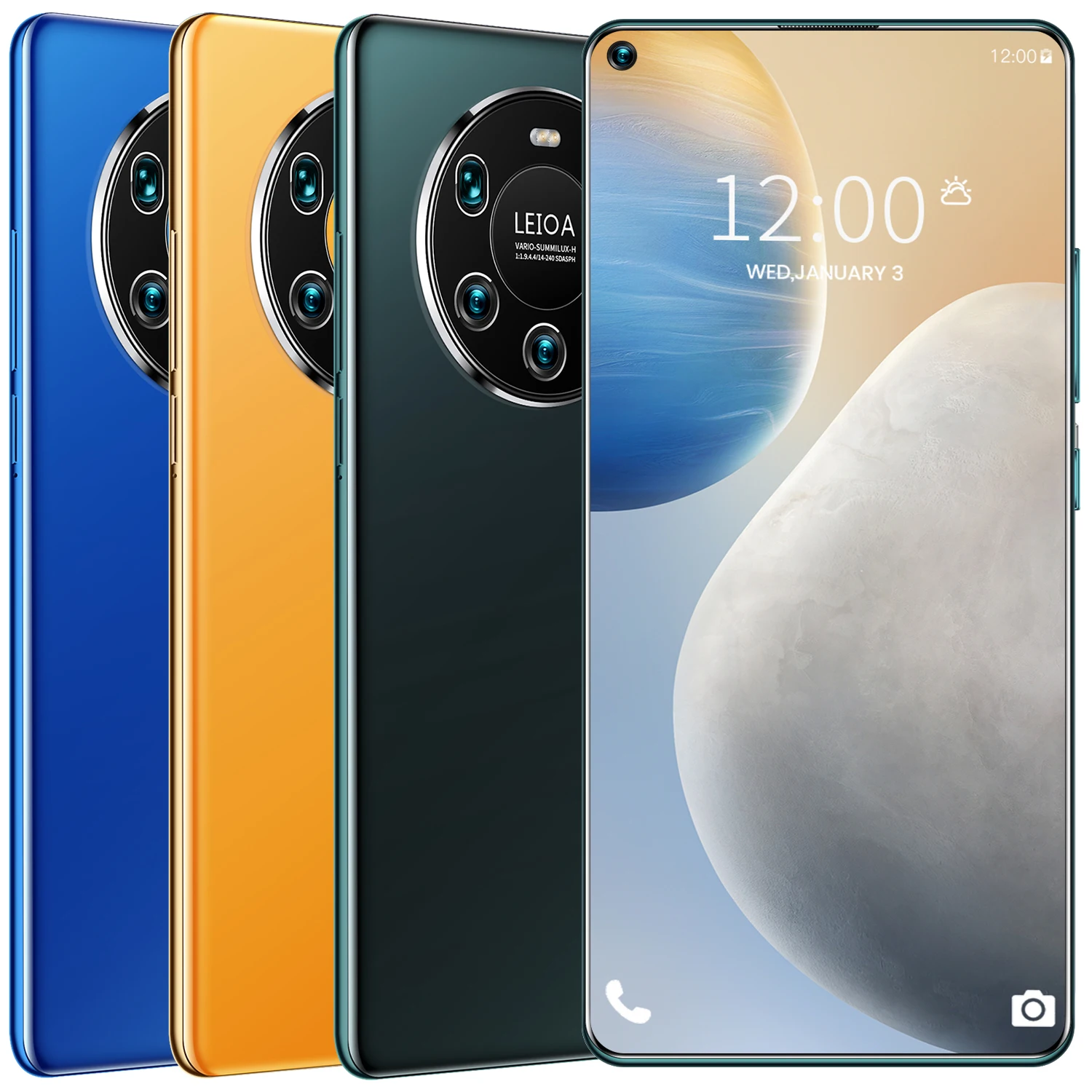 
Mate40 Pro+ 7.3 Inch Full Screen Smartphone Android 10.0 8G+512T Face Unlock Mobile Phone 