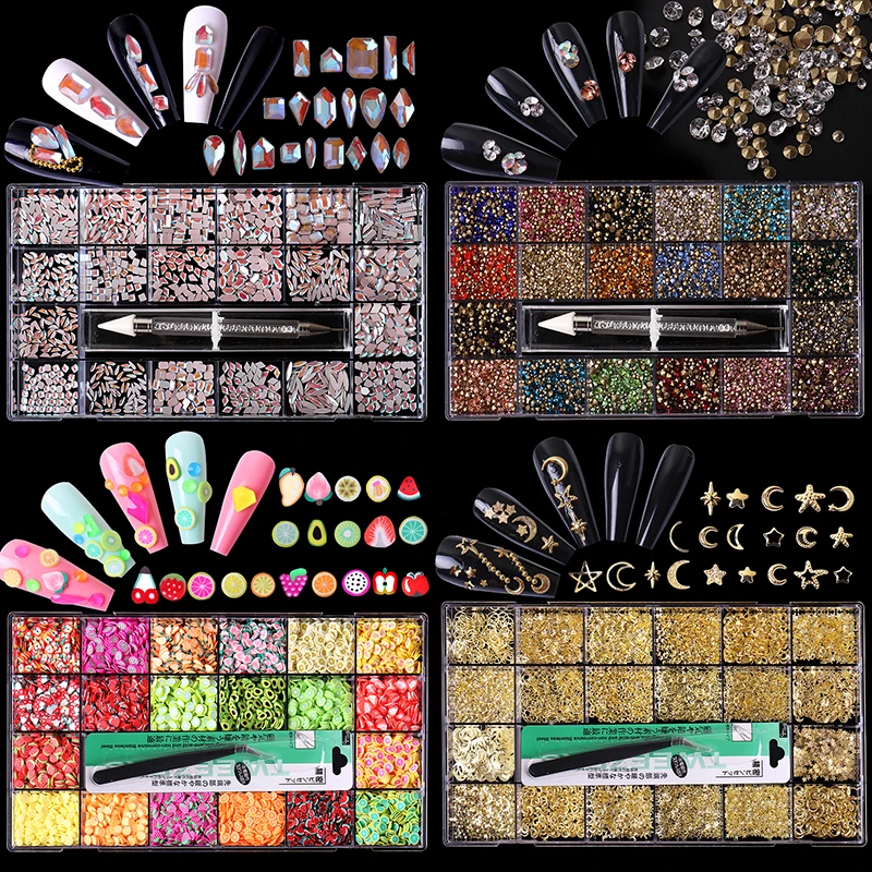 20 grids wholesale Irregular nail beauty art accessory Multi-Shape ornament for nail Decoration design
