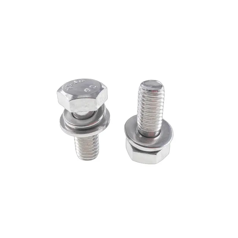 Hex Cross Head Bolt Hexagon Screws Custom Fastener M6 M10 M5 M12 M4 M3 Flat Spring Washers Screw Set