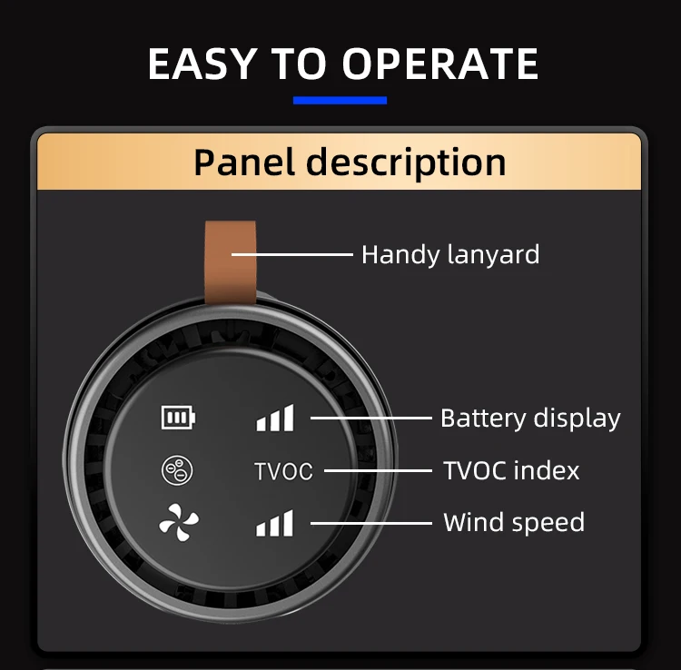 CKJ-01A 2024 Mini Portable High Quality Battery Powered Car Air Purifier with USB In-Car HEPA Filter