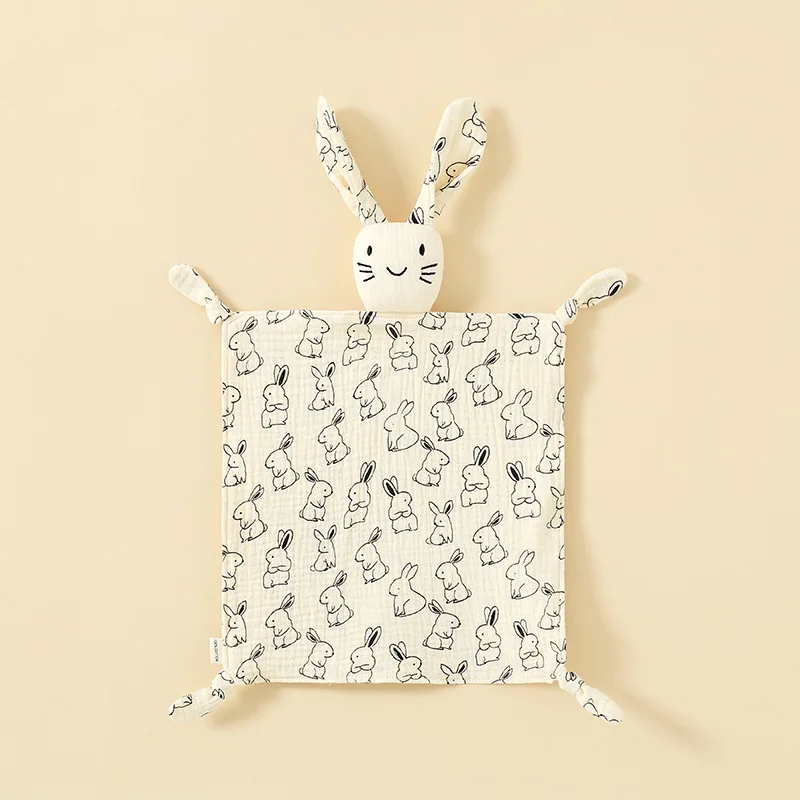 Secure Baby Cotton Gauze Security Blanket Eatable and Sleep Holding Doll Toy for Infants