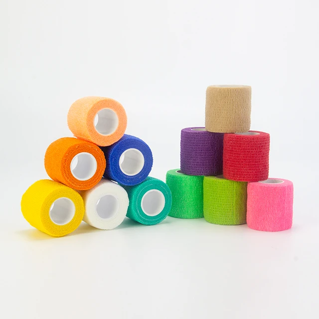 Low price stretch athletic tape colourful wrap waterproof band aids cohesive