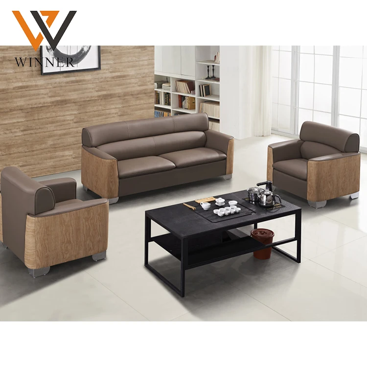Sitting area 3 seater home furniture sofa with stainless legs boss PU modern leather office sofa set