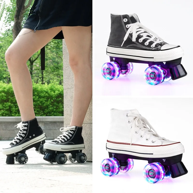 
Adult men and women canvas double row roller skates color light roller skates four wheels 