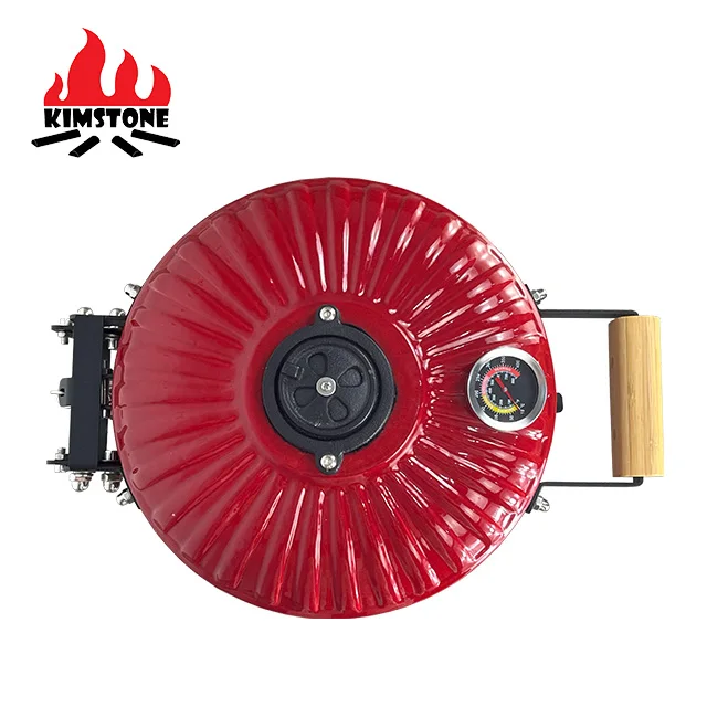 KIMSTONE 2023 New Style Small Size12 Inch Red Ceramic Charcoal Kamado Grill for Camping