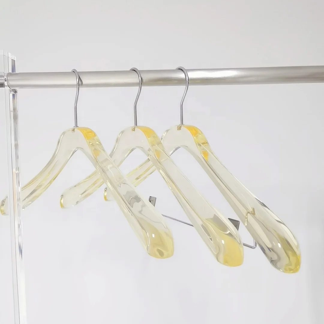Wholesale Custom Logo Luxury Coat Shirt Pants Suit Cloth Lucite Hanger Plastic Transparent Acrylic Clothes Hanger Manufacturer