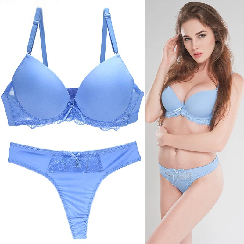 
Plus Size Bra Set 34/75 36/80 38/85 40/90 42/95 B C D E cup Push Up Basic bra Women T-Shirt Bra Panty Sets Plus Size 