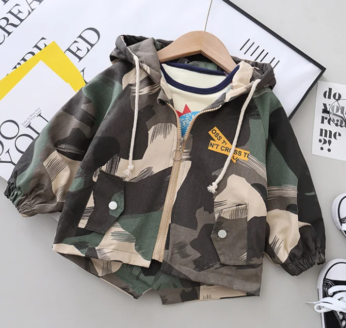 Весенне-осенние высококачественные куртки и пальто, детское пальто с длинным рукавом детская верхняя одежда; Камуфляжная куртка От 1 до 3 лет Одежда для маленьких мальчиков куртка с застежкой-молнией
