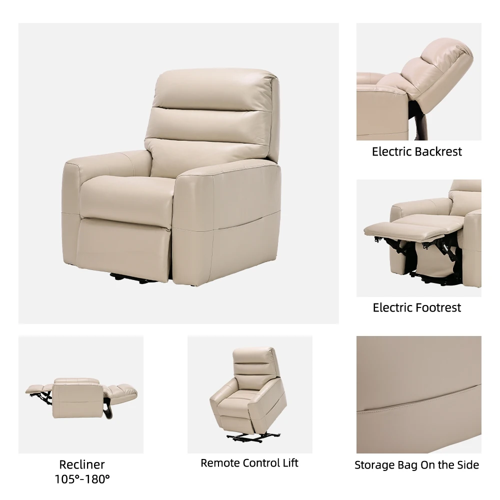 Tecforcare Electric Patient Chair Lift Leather Lifting Chair For Elderly Stand Up Recliner Sofa For Living Room Lazy Massage