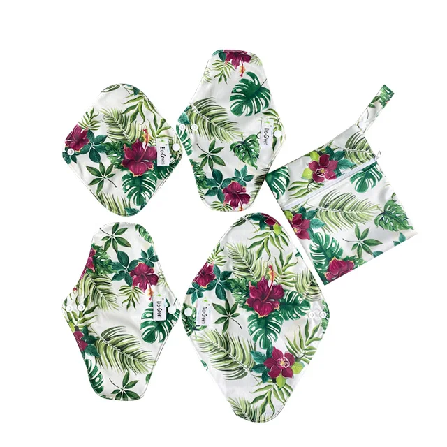 Breathable toallas sanitarias de algodon Print Reusable Bamboo Charcoal Menstrual Pads Period Pads Sanitary Napkin