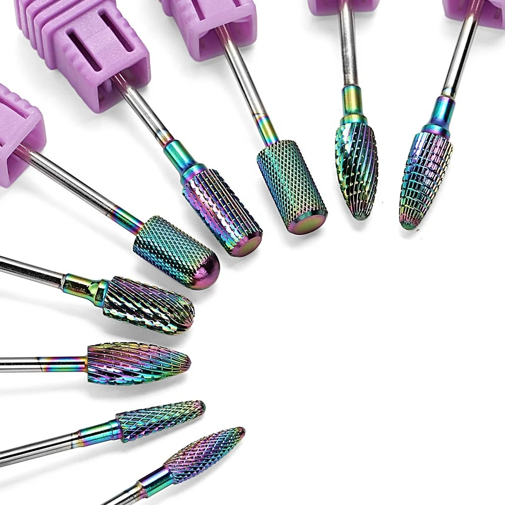 High Quality Tungsten Steel Nail drill 3/32 Profession Electric Plating Color Nail Drill Bit