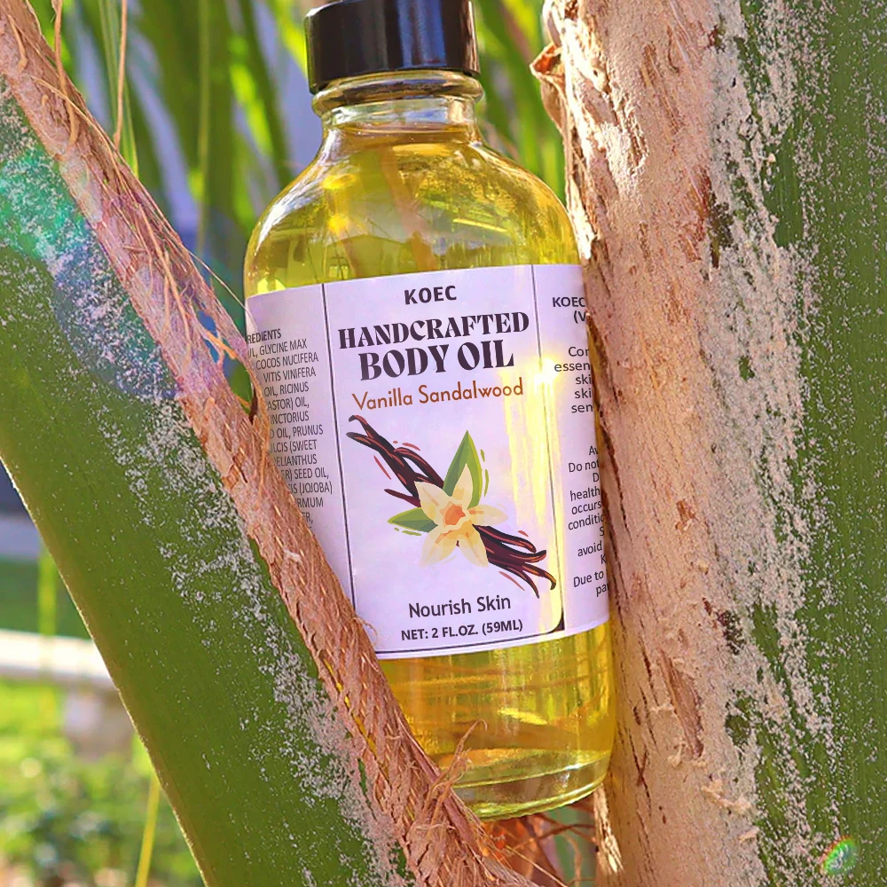 KOEC Handcrafted Vanilla Sandalwood Body Oil For Smooth and Silky Skin Moisturizer Fragrance Body Care Accept Customized Logo