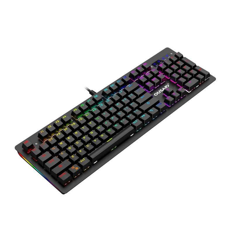 Mechanical Keyboard USB Wired Ergonomic Backlit Mechanical Feel Gaming Keyboard with Aluminium Alloy Panel