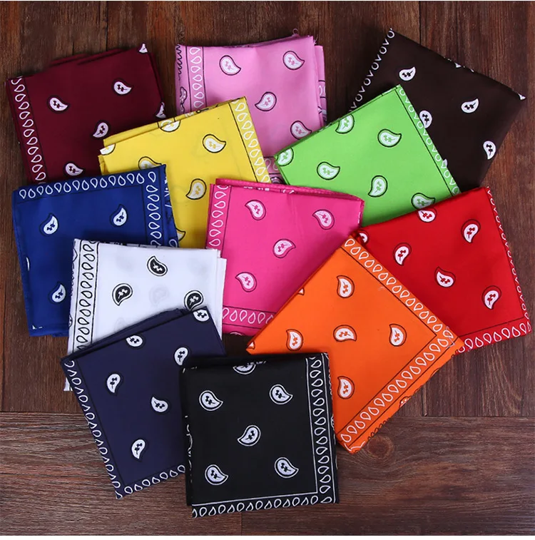 Custom Logo multi-function ethnic bandanas Polyester 55x55cm ethnique bandanas Bandanna Printed Square Paisley Bandana