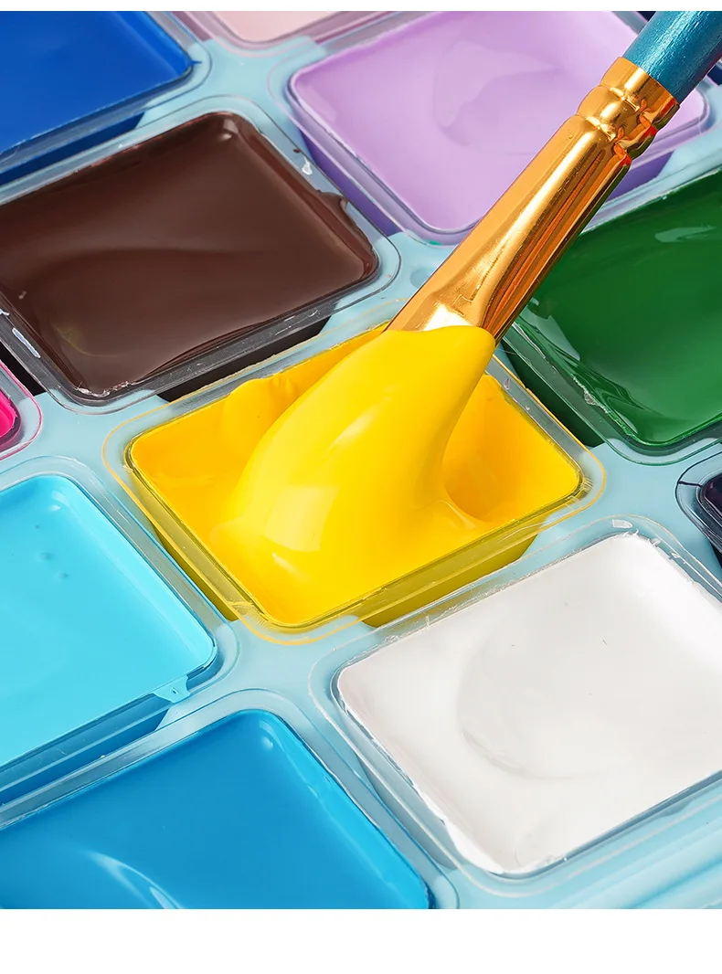 Высоконасыщенный, Быстрая отправка, Заводская поставка, подвесная коробка, Набор 24 цветов, желе, гуашь, набор красок