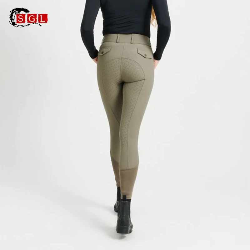 SGL Custom logo equestrian leggings women pants anti slip silicone Jodhpurs Horse Riding competition Tights