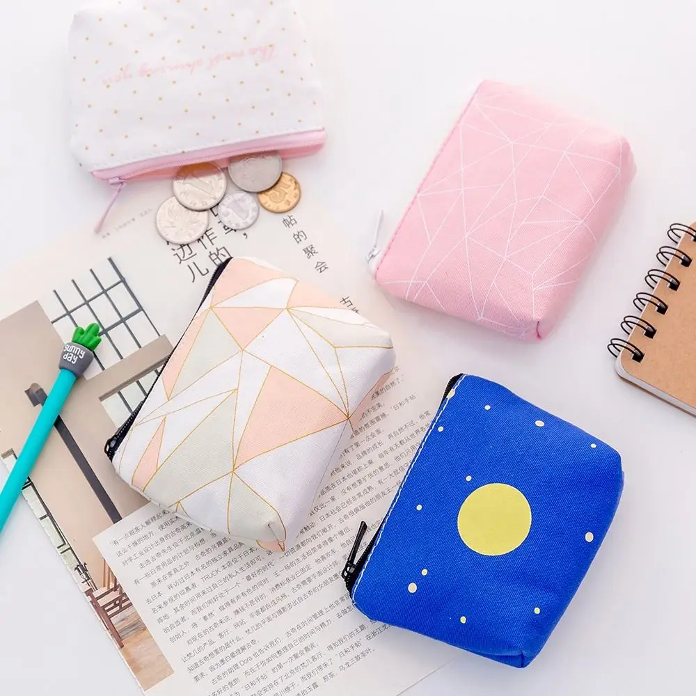 Custom Canvas Fabric Small Coin Purse For Women Cute Printed Mini Change Wallet Key Money Bag Wholesale