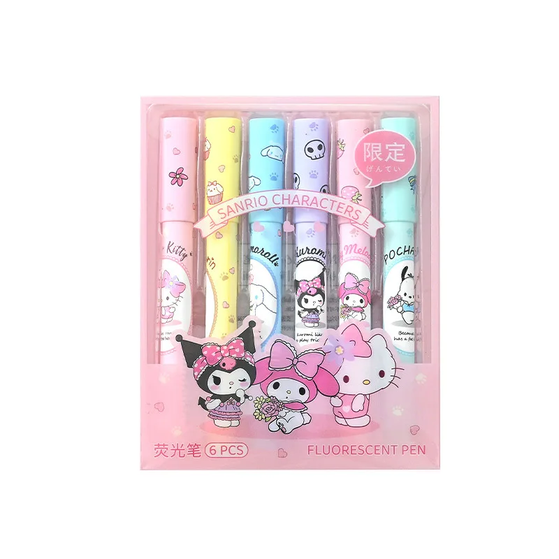 Wholesale Anime Highlighter Pen KT Cat Melody Marker Pen Cartoon Student School Supplies Office Stationery Gifts