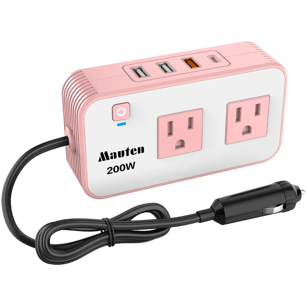 200W multifunctional socket inverter fast charging PD20w+QC3.0 power converter bank car inverter