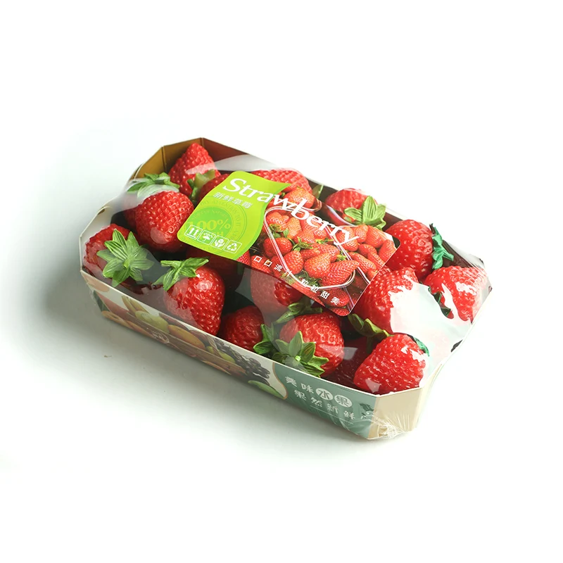 Fruit food Packaging Box Grape Strawberry Cherry Boat Shape Creative Fruit Packing Paper Boxes 500g with lid fruit container