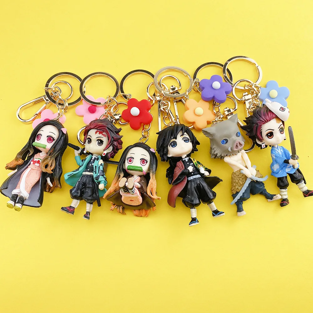 Ghost Slayer Blade Keychain Ghost Slayer Team Member You Bean Handheld Keychain Small Flower Bag Pendant